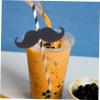 LALADEFIEE 50pcs Black Mustache Paper Straws Party Drinking Supply Beverage Straws for Weddings Birthdays Celebrations Decorative Disposable Juice view 4