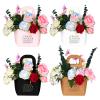 baotongle 8pcs Floral Bouquet Paper Bags Waterproof for Bouquets Portable Craft Flower Arrangement Boxes with Handle Bouquet Florist Packaging Wrap for Wedding Birthday Graduation Valentine's Day(Pink,Black,White and Craft Paper, Small) view 1