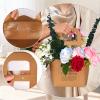 baotongle 8pcs Floral Bouquet Paper Bags Waterproof for Bouquets Portable Craft Flower Arrangement Boxes with Handle Bouquet Florist Packaging Wrap for Wedding Birthday Graduation Valentine's Day(Pink,Black,White and Craft Paper, Small) view 3