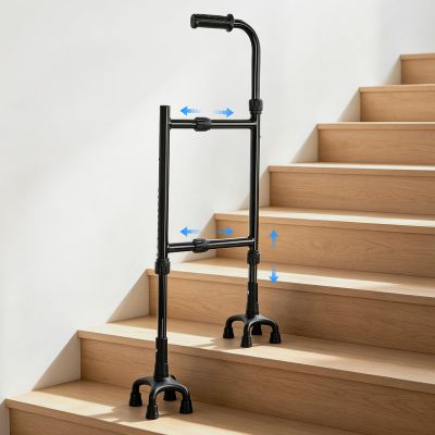 Stair Climbing Aid Cane for Seniors Height & Width Adjustable, Lightweight Portable, Slip-Resistant Sturdy | Fits Standard Steps 300lbs | Stair Aid Cane for Elderly, Sore Knees, &Post-Surgery