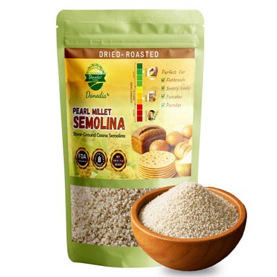 Danodia Foods Pearl Millet Semolina (Rava), 450 g (1 lb) Bajra Grain | Stone-Ground, Coarse Texture Naturally Gluten-Free Ancient Grain Ideal for Flatbreads, Savory Bowls, Pancakes & Porridge