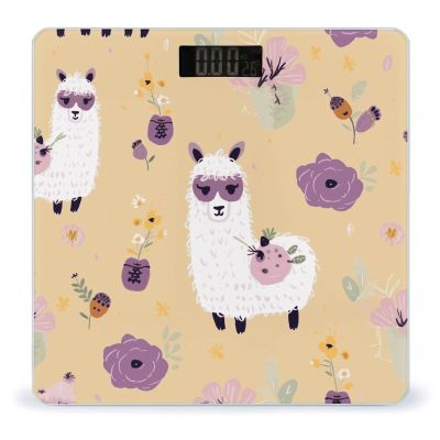 Alpaca and Bee Weight Scale Digital Electronic Scales Bathroom Scale, Larg LCD Backlight Display, High Precision Measurements,Tempered Glass