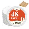 Fitsu Compostable Plates with Grease Proof Liners 48 Pack 9 Inch White Biodegradable Plates PFAS-Free Heavy Duty Sugarcane Alternative Microwave Safe for Parties view 1