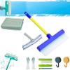 Squeegee, Window Cleaner with 47.3inch Extension Rod, Recyclable Silicone Window Squeegee Kit with Silicone Squeegee & Microfiber Scrubber, Easy to Clean Without Streaks (Blue) view 1