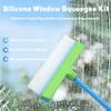 Squeegee, Window Cleaner with 47.3inch Extension Rod, Recyclable Silicone Window Squeegee Kit with Silicone Squeegee & Microfiber Scrubber, Easy to Clean Without Streaks (Blue) view 2