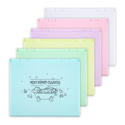 Briartw 6-Color Stamp Scrubber Set, Dual-Sided Stamp Cleaning Pads for Clear & Rubber Stamps, 5.9x4.8 Inch Assorted Colors (Pink, Yellow, White, Green, Blue, Purple) for Craft Organization & Cleaning