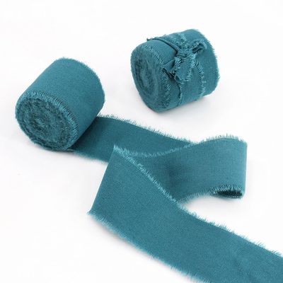 1.5 Inch x 5 Yard Handmade Frayed Chiffon Ribbon, Silk-Like Colorful Rustic Ribbon for Gift Wrapping, Bow Making, Wedding Invitations, Bridal Bouquets, Home Dcor
