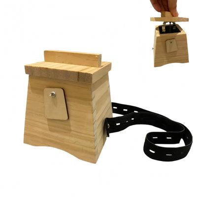 Wooden Moxibustion Box with Elastic Strap & Clasp Lock, Needle Holder for Big Size Moxa Stick/Mugwort Wool/Ginger Support, Thunder Fire Warm Classic Design for Deep Heat Therapy