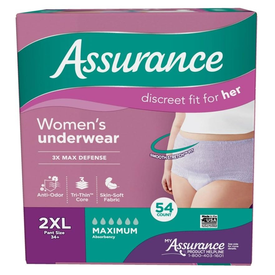 Assurance~Women's Incontinence & Postpartum Underwear- XXL, Maximum Absorbency (54 Count)