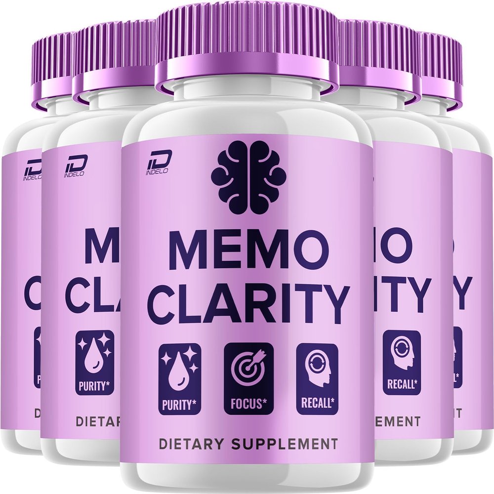 Indelo Memo Clarity Supplement Capsules Memo Clarity Natural Blend Formula Focus Memory Support and Reviews (5 Pack 300 Capsules)