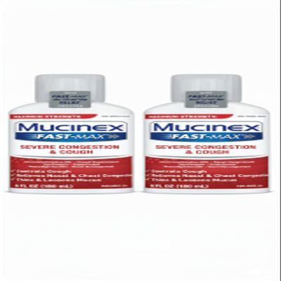 Mucinex Fast-Max Severe Congestion & Cough Medicine, Maximum Strength Symptom Relief, Over-The-Counter Medication, Cold Medicine, Cough Suppressant, Nasal Decongestant, 6 Fl Oz (Pack of 2)