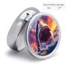 Shark Pill Box, Small Pill Organizer with 3 Compartments and Mirror, Fun Round Portable Travel Metal Pill Case view 2