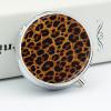 Leopard Print Pill Box, Small Pill Organizer with 3 Compartments and Mirror, Fun Round Portable Travel Metal Pill Case view 4