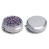 100 Dollar Bills Rainbow Graphic Pill Box, Small Pill Organizer with 3 Compartments and Mirror, Fun Round Portable Travel Metal Pill Case view 3