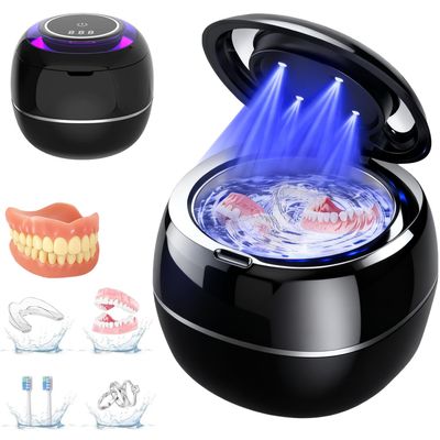 Denture Dome Ultrasonic Retainer Cleaner, Denture Dome 45khz Dental Pod Cleaner, UV Dental Retainer Cleaner Machine with Digital Timer for Night Guards, Braces, Aligner, Toothbrush, Jewelry and More