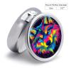 Wolf Pill Box, Small Pill Organizer with 3 Compartments and Mirror, Fun Round Portable Travel Metal Pill Case view 2
