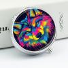 Wolf Pill Box, Small Pill Organizer with 3 Compartments and Mirror, Fun Round Portable Travel Metal Pill Case view 4