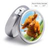Cute Highland Cow Pill Box, Small Pill Organizer with 3 Compartments and Mirror, Fun Round Portable Travel Metal Pill Case view 2