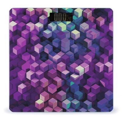 Abstract Color Cubes Purple Bathroom Scale,Highly Accurate Digital Weighing Machine for People Bright LED Display Weight Scale for The Aldult Home Use