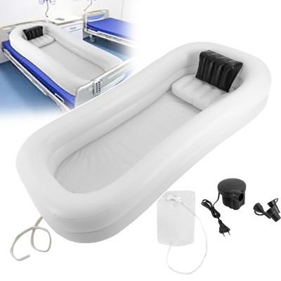 Inflatable Bathtub for Adults, Portable PVC Bathtub Shower Bathtub Set, 10L Water Bag, Double-Layer Inflatable + Anti-backflow, for Disabled, Elderly People,White