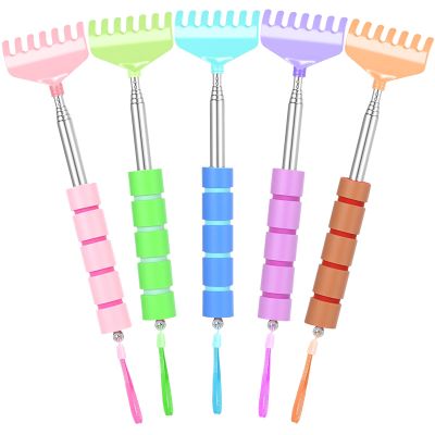 Afarnook 5 Pack Back Scratcher Bulk Portable Extendable Back Scratcher with Sponge Handles Macaron Stainless Steel Telescoping Massage Tool for Men Women Gifts Christmas Stocking Stuffers