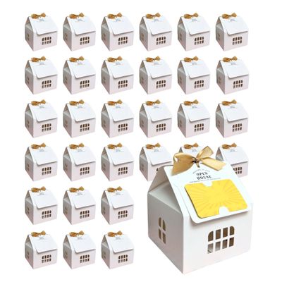 30 Pack Real Estate Agent Supplies Realtor Supplies & Open House Supplies Gift Set, Real Estate Agent Gifts for Clients with House Gift Boxes, Greeting Cards & Beige Bows for Closings and Marketing