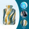Myfsucce Hot Water Bottle with Cover Wave Gold Teal Textures Print, 2L Mini Hot Water Bag for Pain Relief, Cold Days, Gift for Women Men view 3