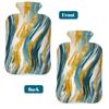 Myfsucce Hot Water Bottle with Cover Wave Gold Teal Textures Print, 2L Mini Hot Water Bag for Pain Relief, Cold Days, Gift for Women Men view 4