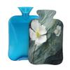 Myfsucce Hot Water Bottle with Cover White Floral Flower Print, 2L Mini Hot Water Bag for Pain Relief, Cold Days, Gift for Women Men view 1
