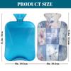 Myfsucce Hot Water Bottle with Cover Bluepink Floral Patchwork Print, 2L Mini Hot Water Bag for Pain Relief, Cold Days, Gift for Women Men view 2