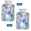 Myfsucce Hot Water Bottle with Cover Bluepink Floral Patchwork Print, 2L Mini Hot Water Bag for Pain Relief, Cold Days, Gift for Women Men view 4