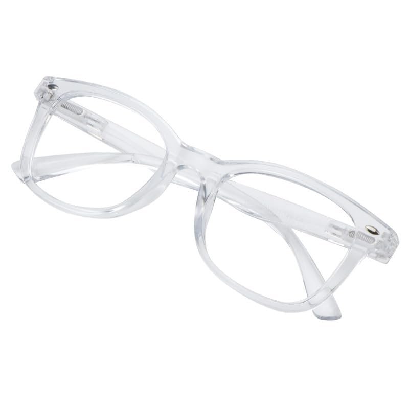 VisionGlobal Blue Light Blocking Glasses for Women/Men, Anti Eyestrain, Computer Reading, TV Glasses, Stylish Square Frame, Anti Glare (Clear, No Magnification)