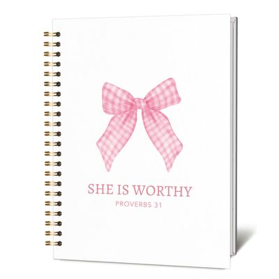 KIDEAR Christian Journal for Women, Prayer Notebook for Bible Study Notes,Cute Pink Bow Faith Journal,Coquette Preppy Christian Gifts for Teen Girls,Church Note Bible Study Supplies - A04