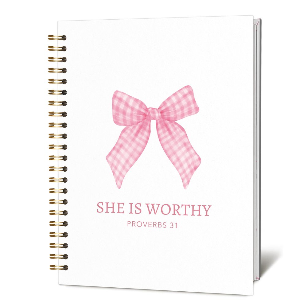 KIDEAR Christian Journal for Women, Prayer Notebook for Bible Study Notes,Cute Pink Bow Faith Journal,Coquette Preppy Christian Gifts for Teen Girls,Church Note Bible Study Supplies - A04