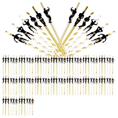 108 Pcs Paper Bachelorette Party Straws, Funny Male Dancer Drinking Straws, Favors Naughty, for Bridal Shower Bachelorette Party Decoration Accessories (Gold combination)