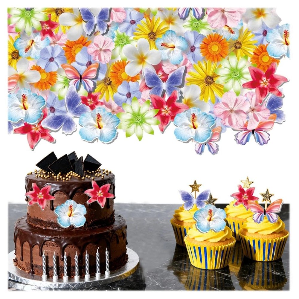 60 PCS Flower Cupcake Toppers Wildflower Cupcake Toppers Baby in Bloom Baby Shower Decorations Floral Birthday Decorations for Wedding Bridal Shower Bachelorette