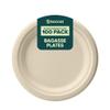 BOSNAL 10 Inch Round Compostable Plates 100 Pack, 100% Plant-Based Sugarcane Bagasse, Eco-Friendly Disposable Plates for Hot & Cold Meals, Microwave Safe, BPA-Free, Durable & Leak-Resistant view 1
