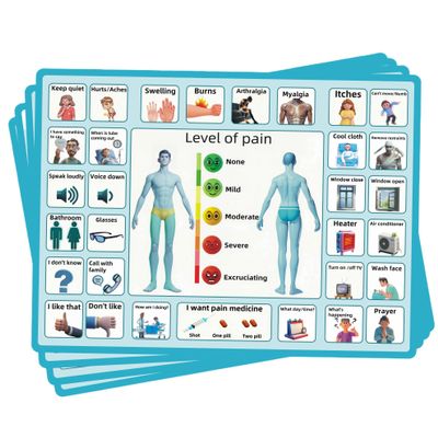 4 Pcs 15''x 11''Nonverbal Communication Board,for PatientStroke Therapy Equipment for AdultsAAC Device for AutismCommunication Board for Nonverbal Peopleno Handle