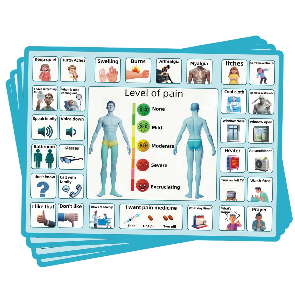 4 Pcs 15''x 11''Nonverbal Communication Board,for PatientStroke Therapy Equipment for AdultsAAC Device for AutismCommunication Board for Nonverbal Peopleno Handle