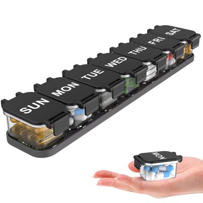 Extra Large Weekly Pill Organizer, Pill Box with 7 Detachable Compartments