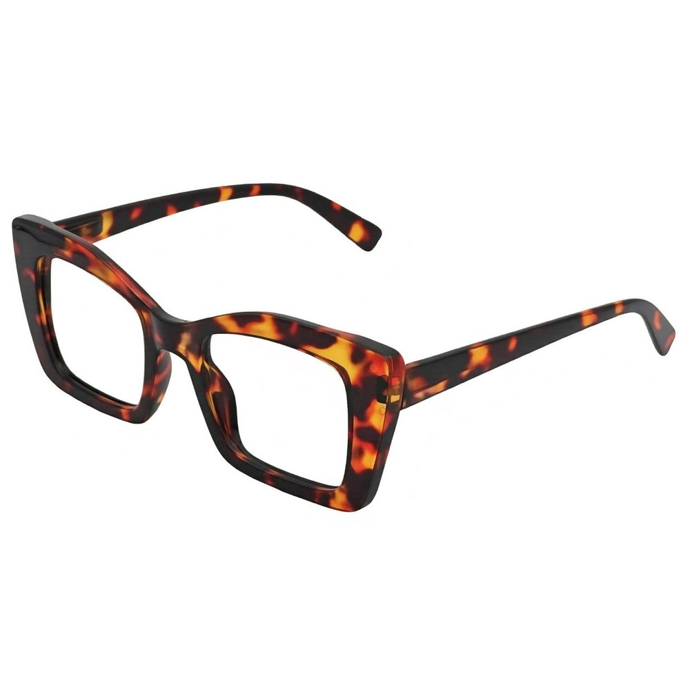 Rayzzol Oversized Reading Glasses for Women Blue Light Blocking Readers, Bold Square Frame, Clear Lens, Spring Hinge