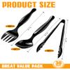 30PCS Disposable Plastic Serving Utensils for Parties, Buffet Serving Utensils Set-10 Black Plastic Serving Spoons, 10 Tongs and 10 Forks for Catering, Entertaining and Parties view 2