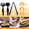 30PCS Disposable Plastic Serving Utensils for Parties, Buffet Serving Utensils Set-10 Black Plastic Serving Spoons, 10 Tongs and 10 Forks for Catering, Entertaining and Parties view 3
