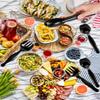 30PCS Disposable Plastic Serving Utensils for Parties, Buffet Serving Utensils Set-10 Black Plastic Serving Spoons, 10 Tongs and 10 Forks for Catering, Entertaining and Parties view 4