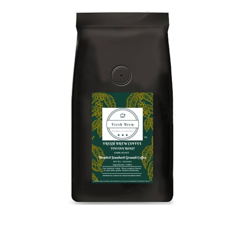 Fresh Brew Cafe Italian Roast Coffee, Standard 1lb, Dark Roast, Arabica/Robusta Blend