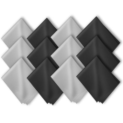 12 Pack Eyeglass Cleaning Cloths for Glasses, 6 Black & 6 Gray, 6x7 Inch Soft Lint-Free Lens Cleaning Wipes Glasses Cleaner Cloth for Screens, Cameras, and Electronics