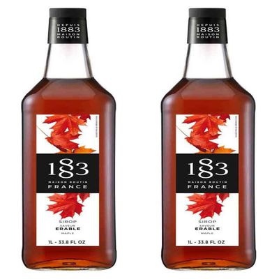 1883 Maison Routin Maple Syrup, 1 Liter Glass Bottle (Pack of 2)