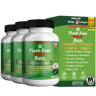 GREENVIFY Flash Fast Max Burn Dietary Supplement, Natural Ingredients, 60 Veggie Capsules, 30-Day Supply (3)