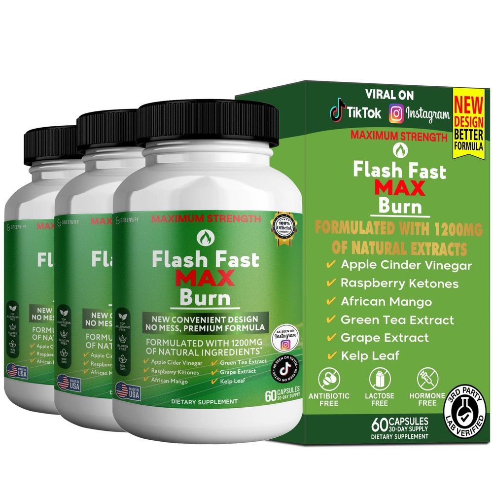 GREENVIFY Flash Fast Max Burn Dietary Supplement, Natural Ingredients, 60 Veggie Capsules, 30-Day Supply (3)