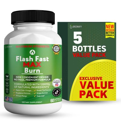 GREENVIFY Flash Fast Max Burn Dietary Supplement, Natural Ingredients, 60 Veggie Capsules, 30-Day Supply (5)